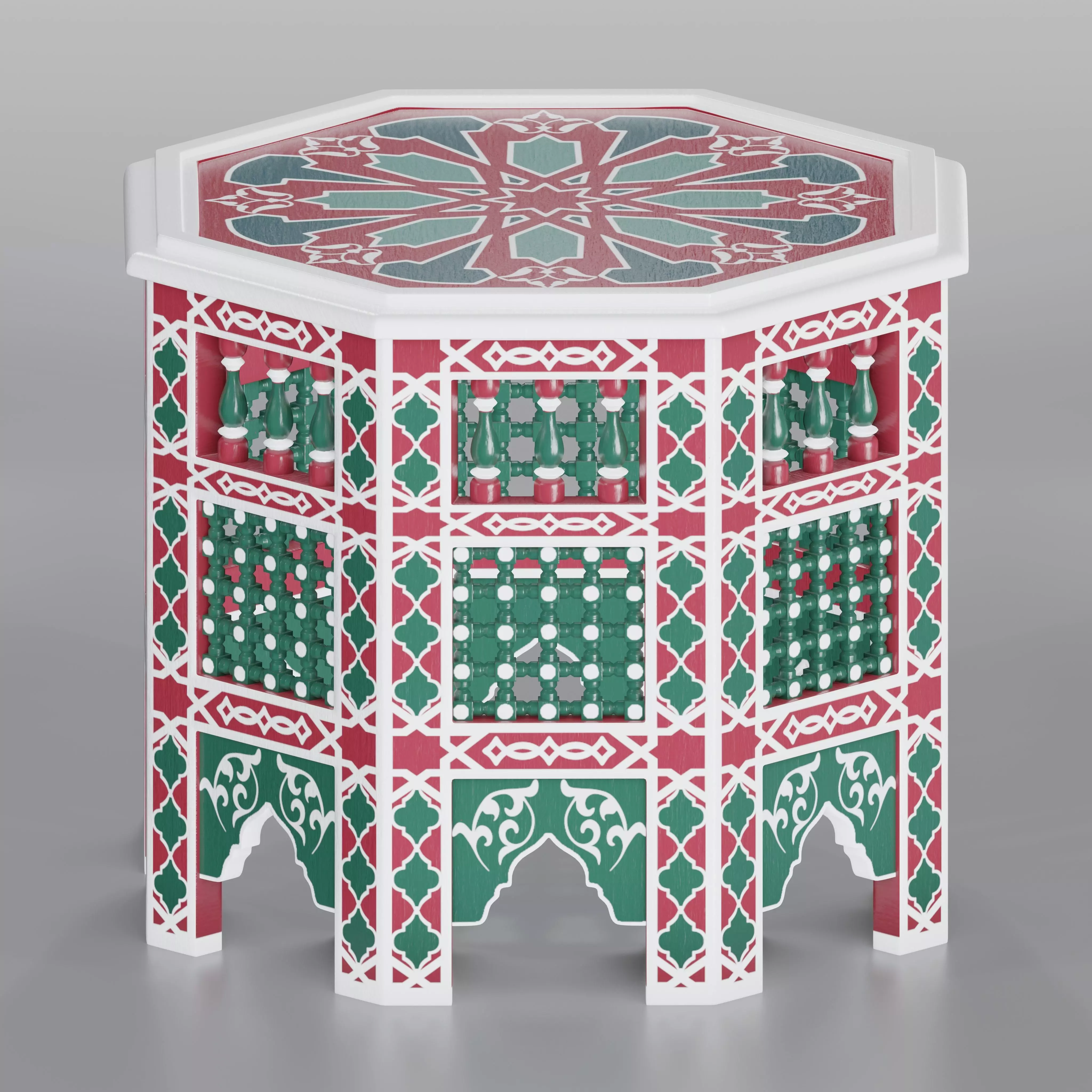 Moroccan octagonal side table 05 3D model_0