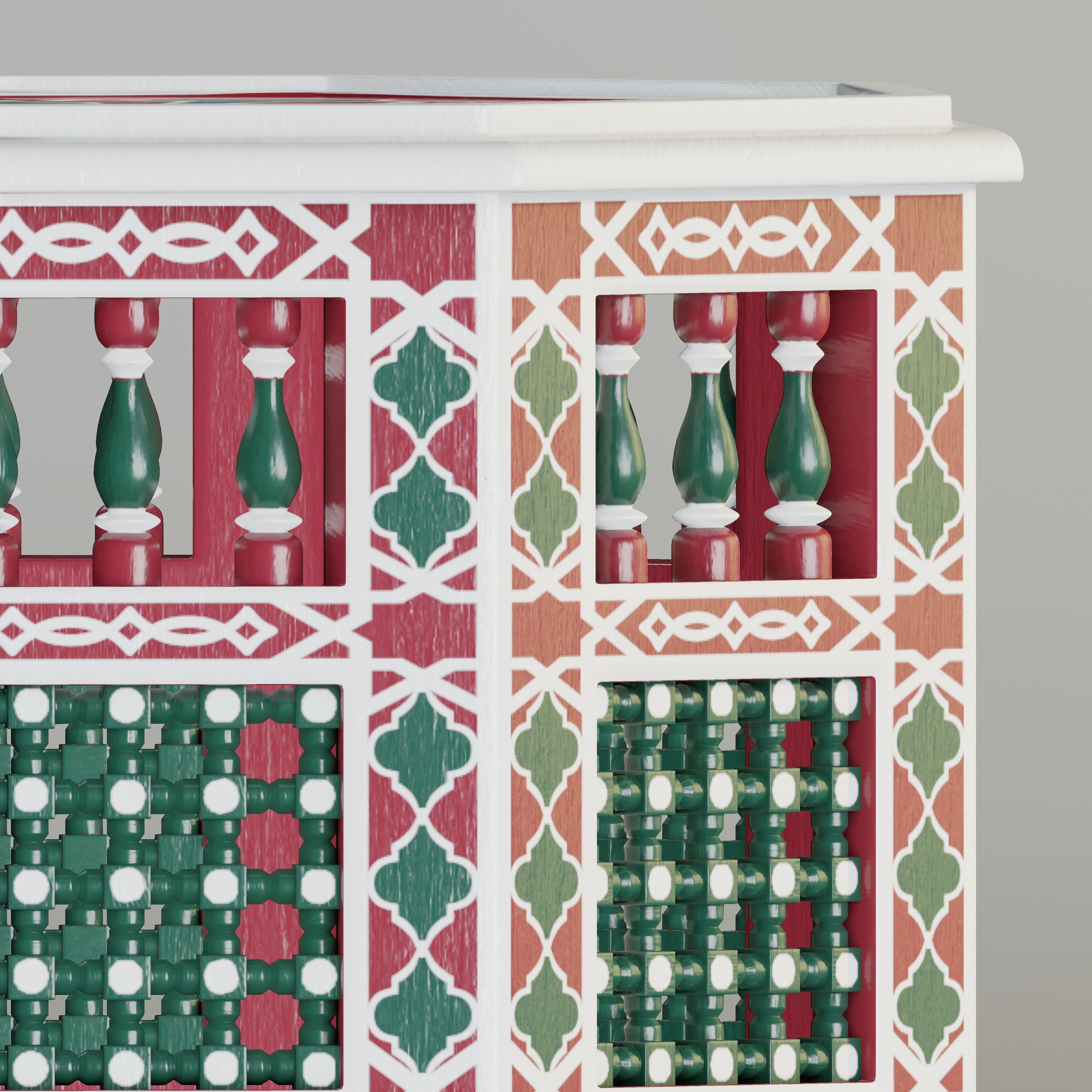 Moroccan octagonal side table 05 3D model_2