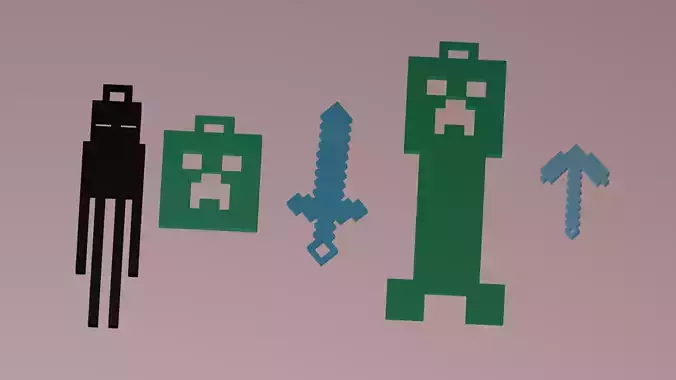Minecraft creeper enderman necklace-bracelet-keychain 3d print 3D print model