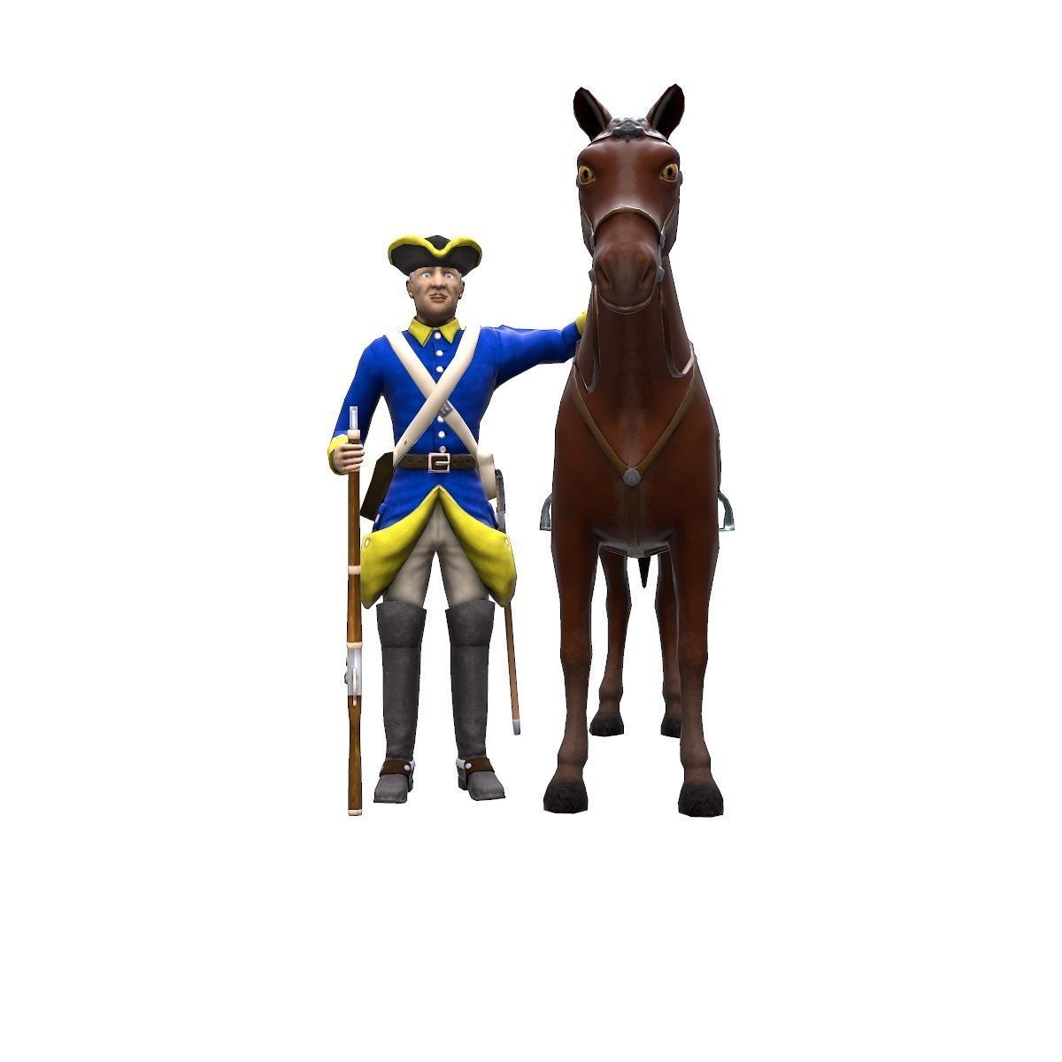Swedish dragoon Low-poly 3D model_32