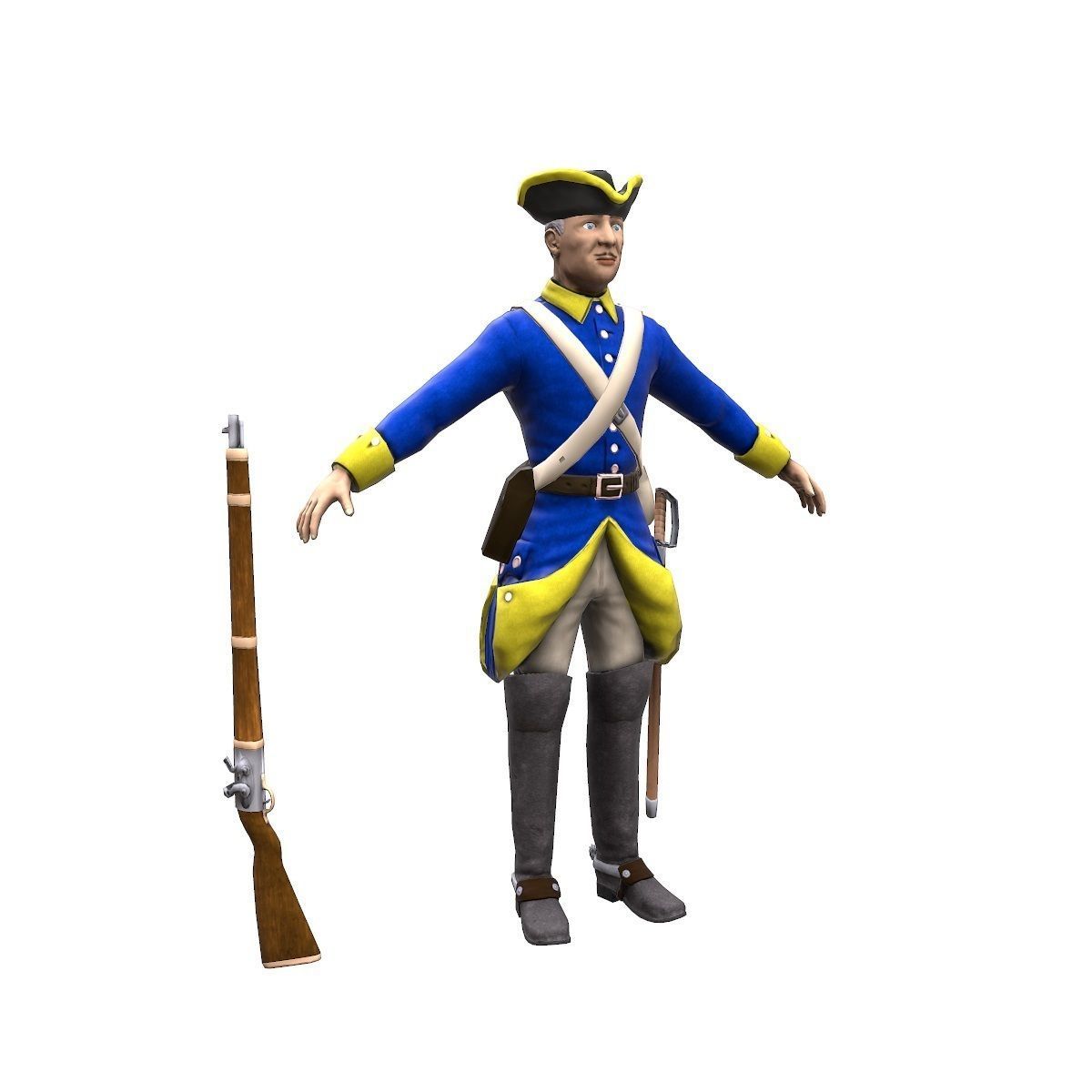 Swedish dragoon Low-poly 3D model_15