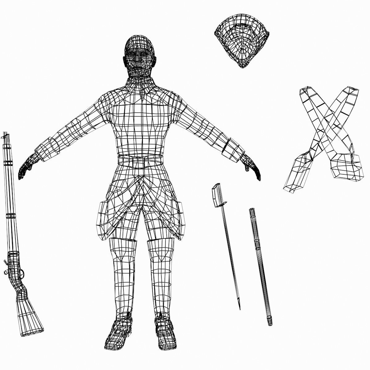 Swedish dragoon Low-poly 3D model_3