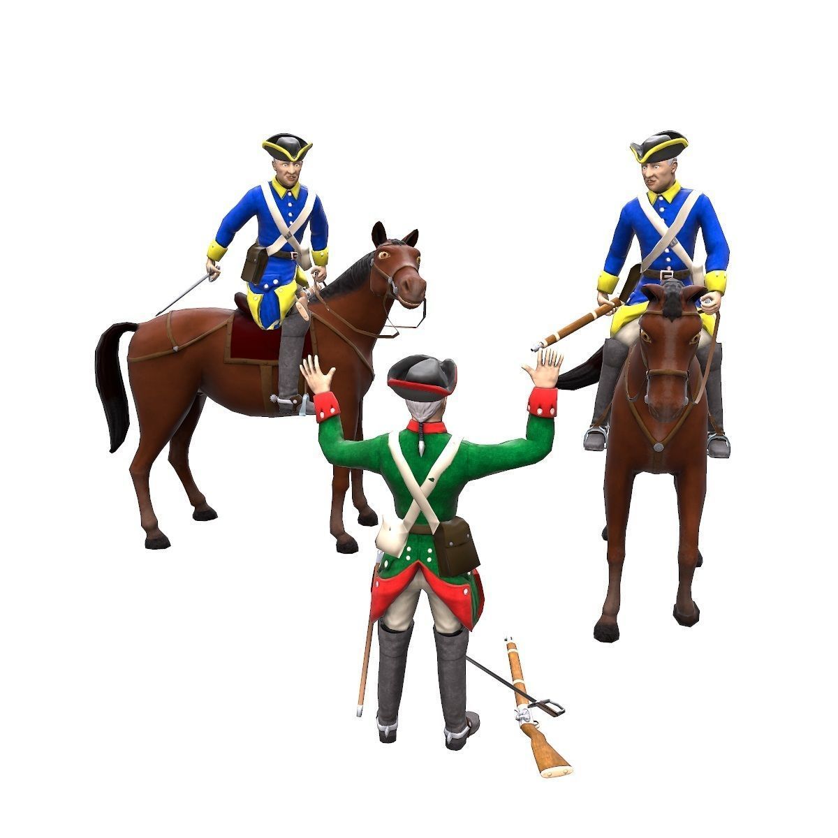 Swedish dragoon Low-poly 3D model_36