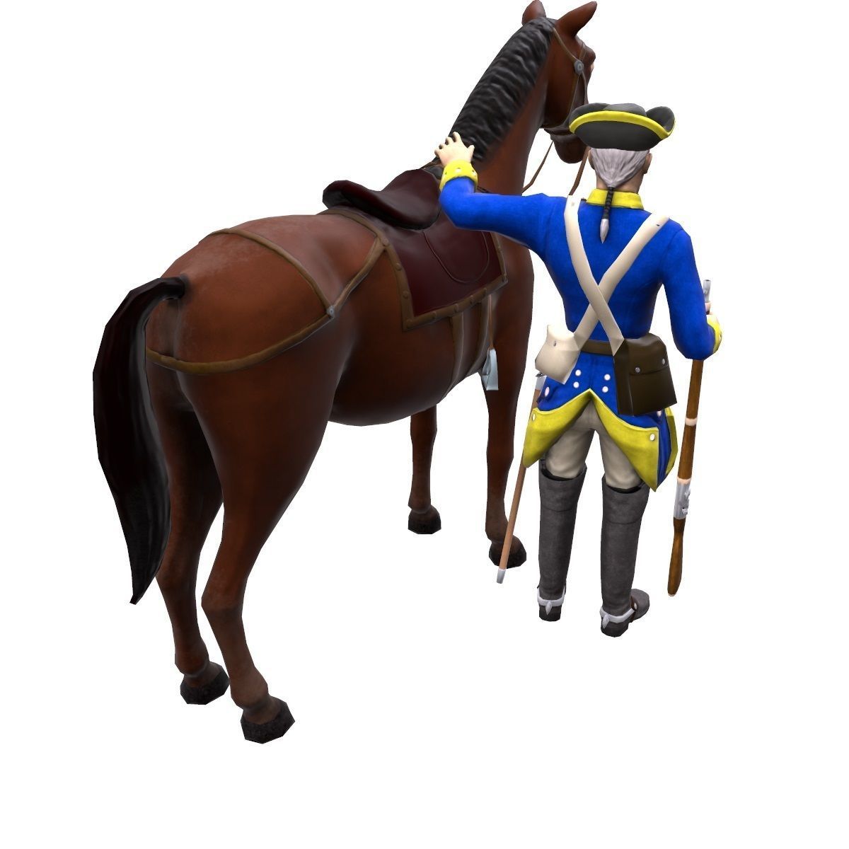 Swedish dragoon Low-poly 3D model_28
