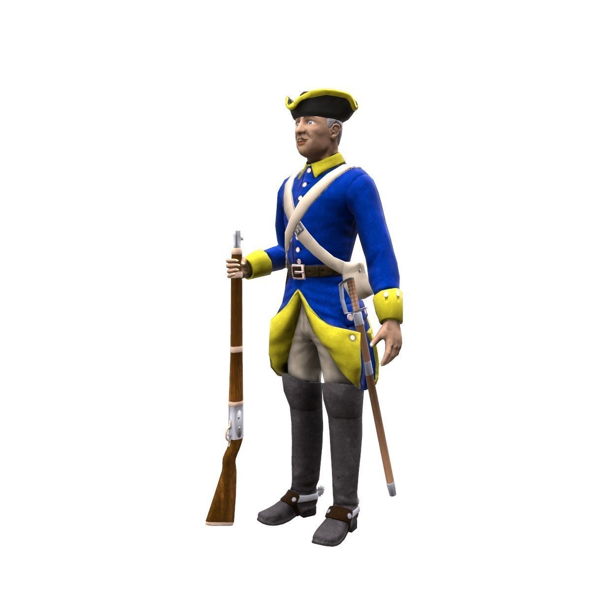 Swedish dragoon Low-poly 3D model_10
