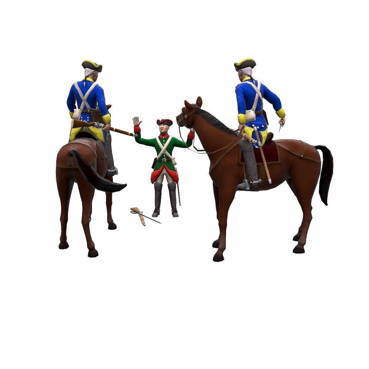 Swedish dragoon Low-poly 3D model_37