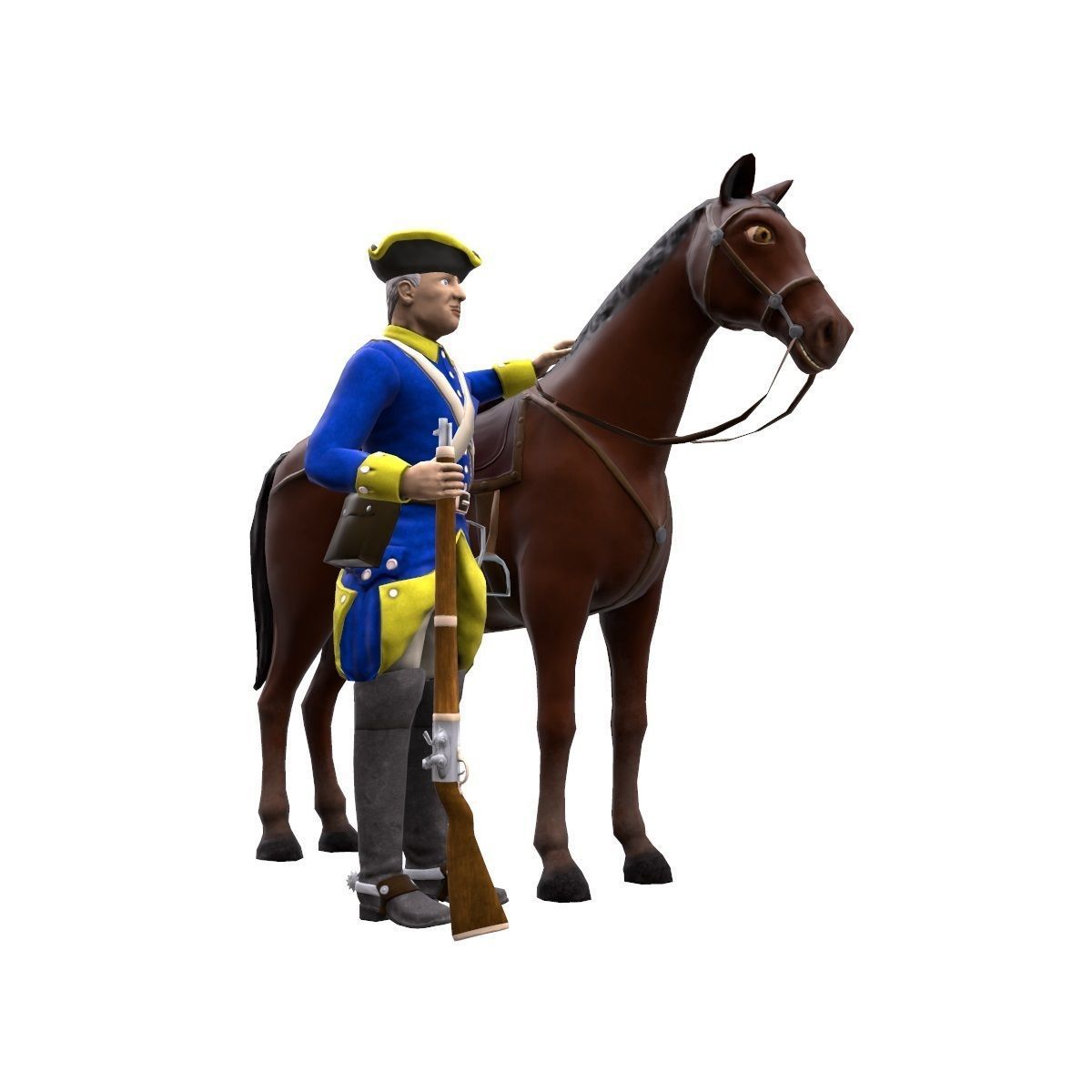 Swedish dragoon Low-poly 3D model_27