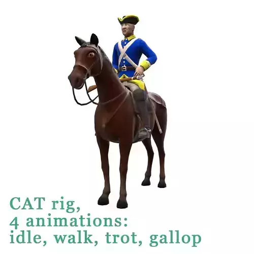 Swedish dragoon Low-poly 3D model