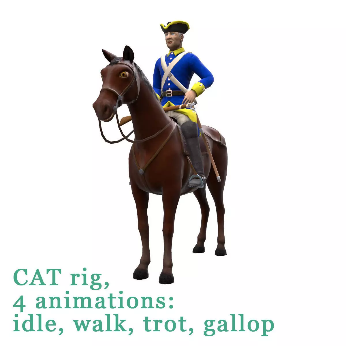 Swedish dragoon Low-poly 3D model_0