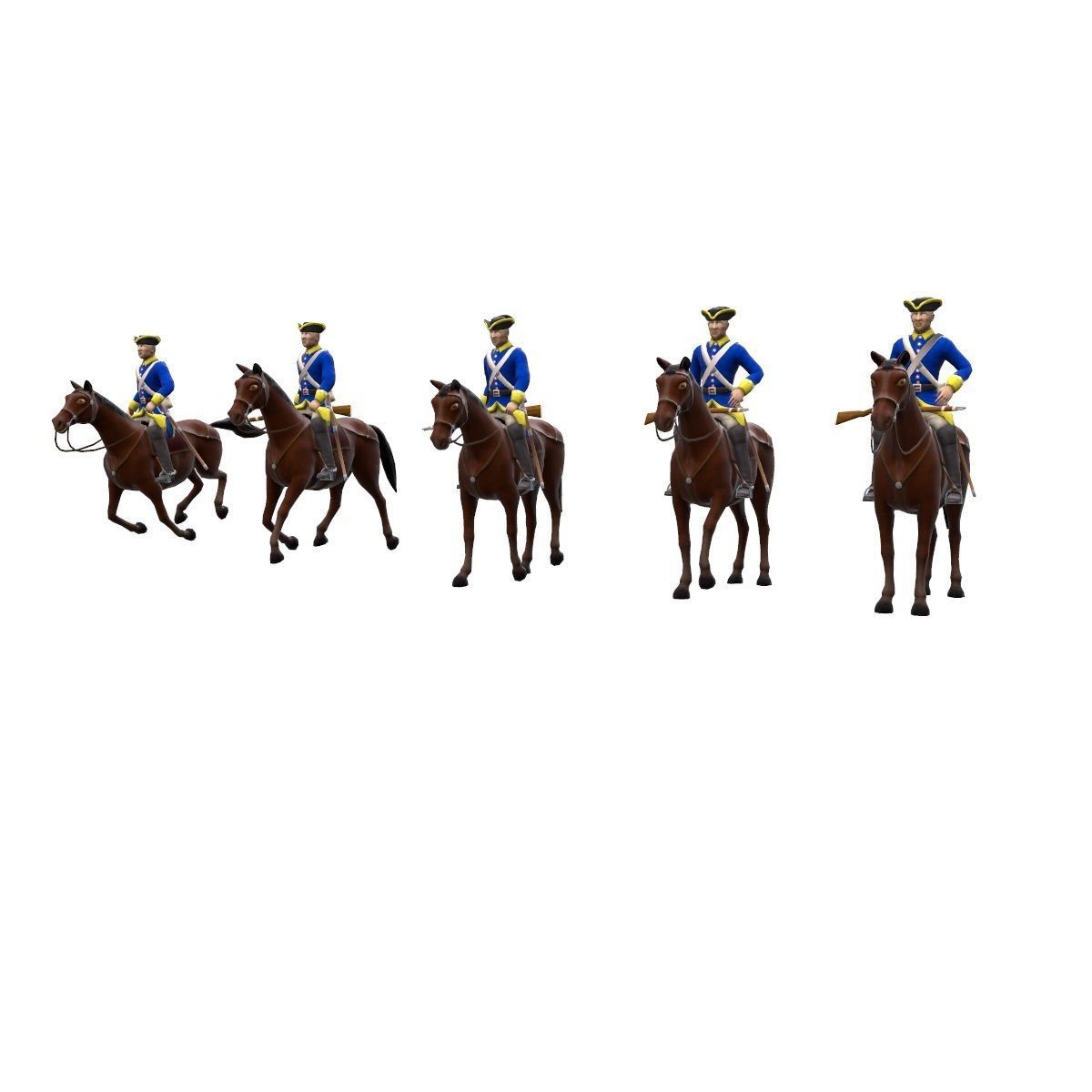 Swedish dragoon Low-poly 3D model_21