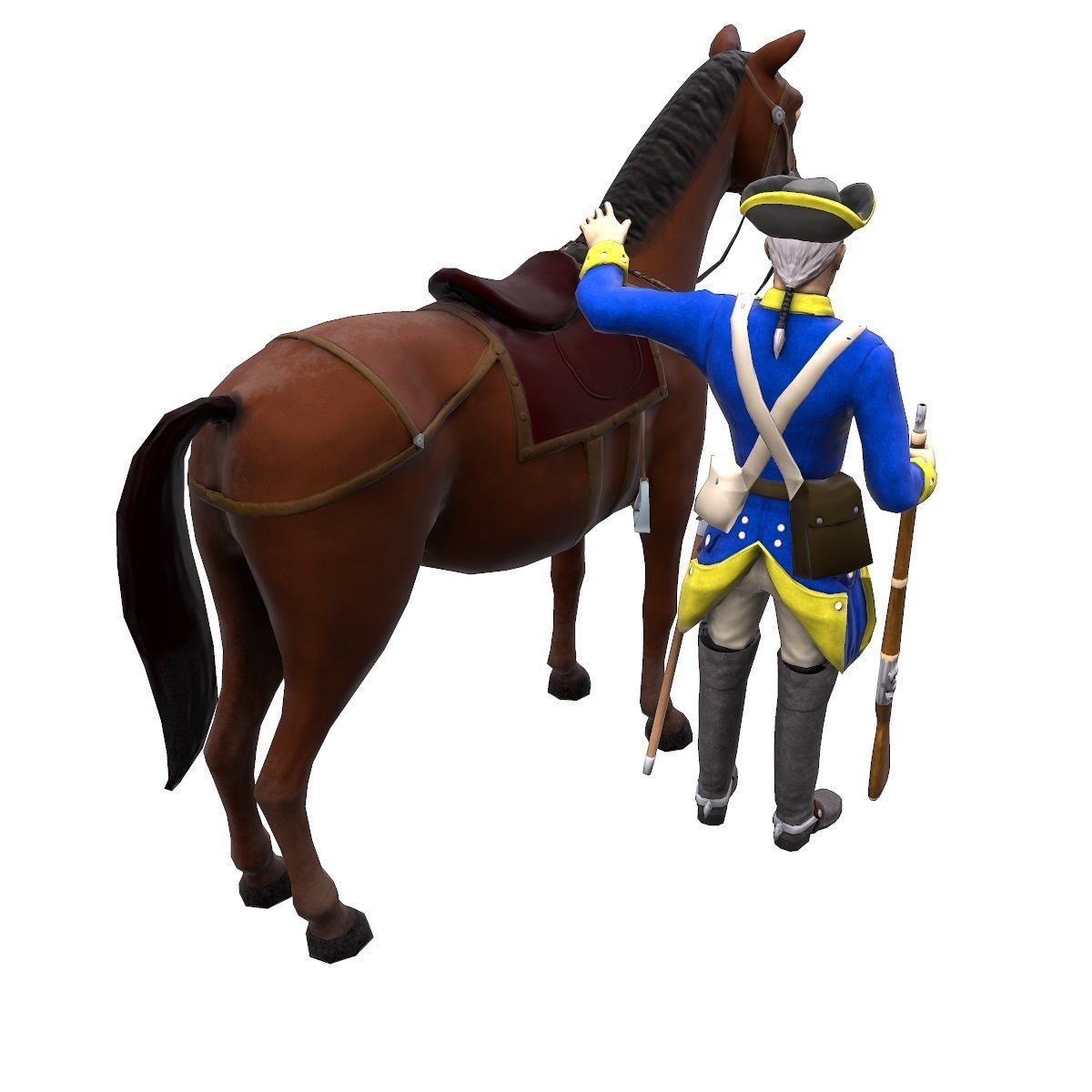 Swedish dragoon Low-poly 3D model_17
