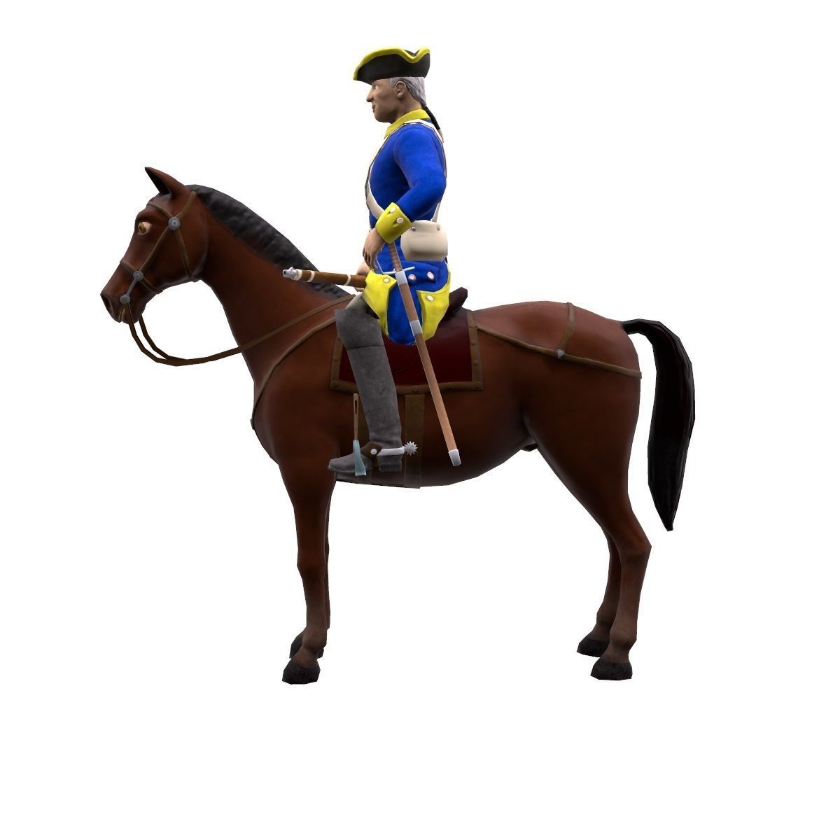 Swedish dragoon Low-poly 3D model_26