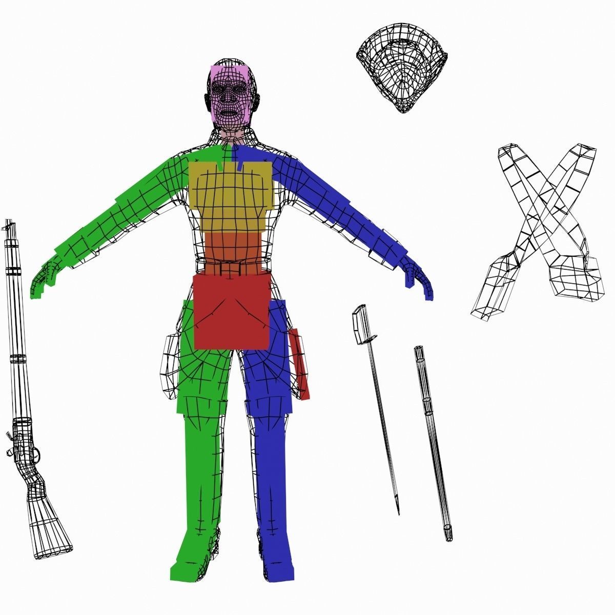 Swedish dragoon Low-poly 3D model_4
