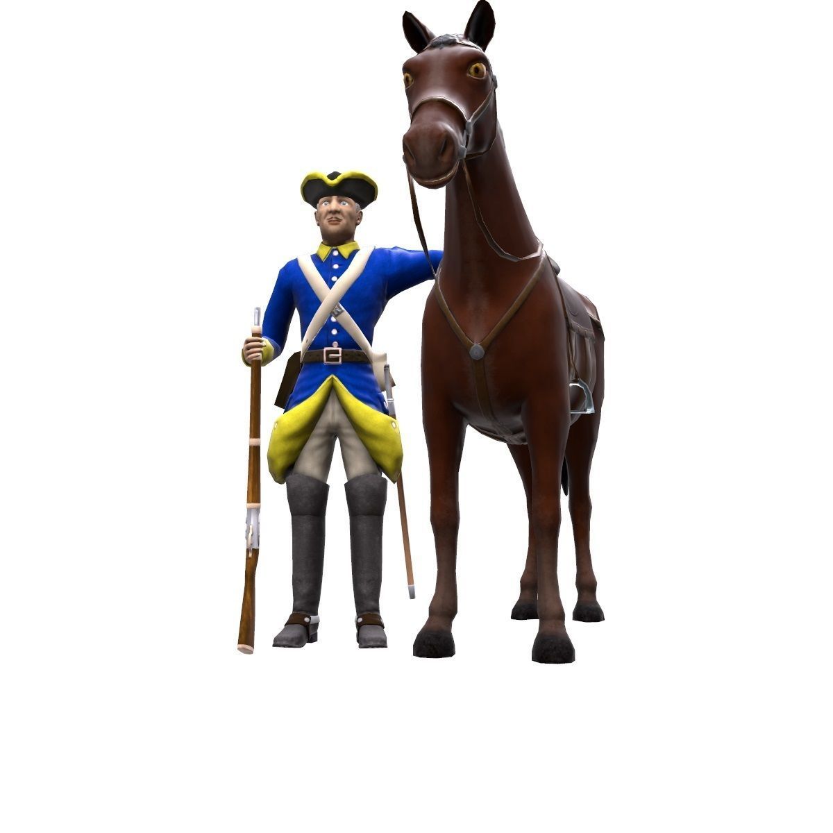 Swedish dragoon Low-poly 3D model_29