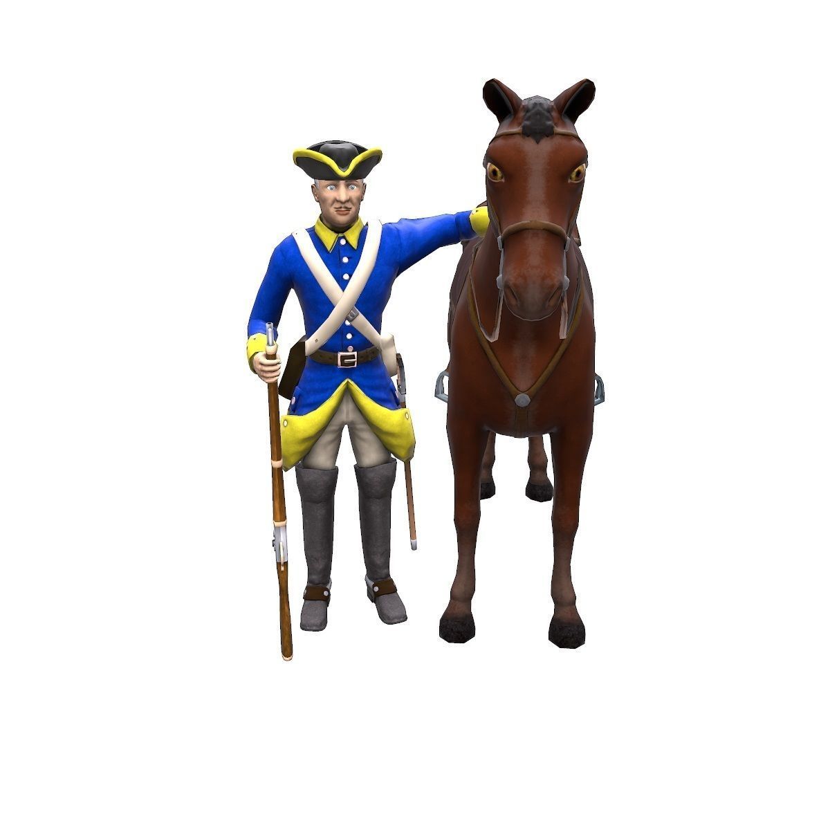 Swedish dragoon Low-poly 3D model_16