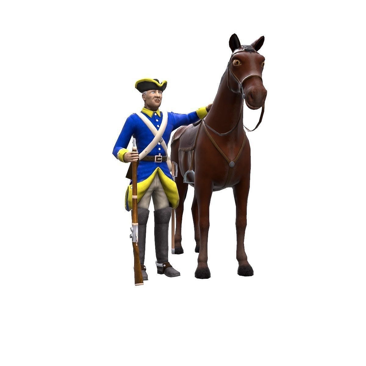 Swedish dragoon Low-poly 3D model_30