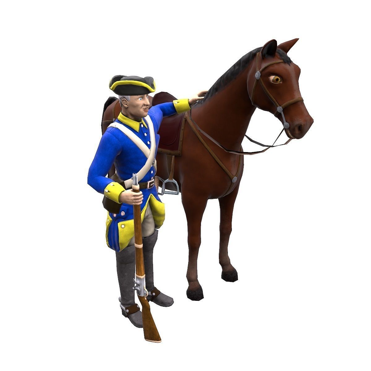 Swedish dragoon Low-poly 3D model_18