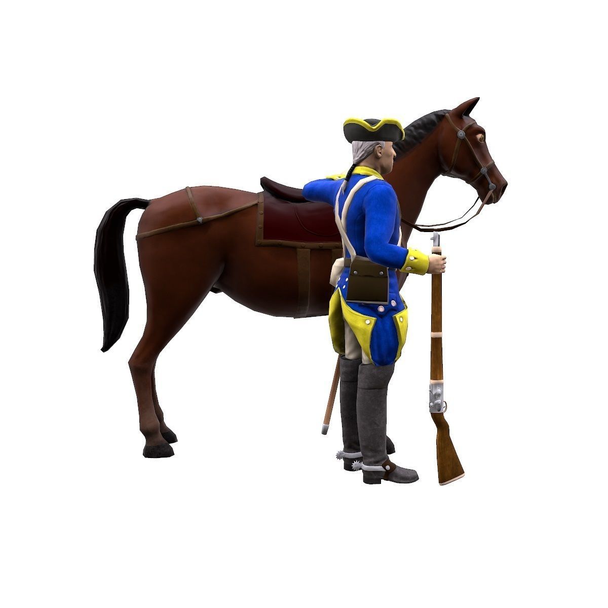 Swedish dragoon Low-poly 3D model_34