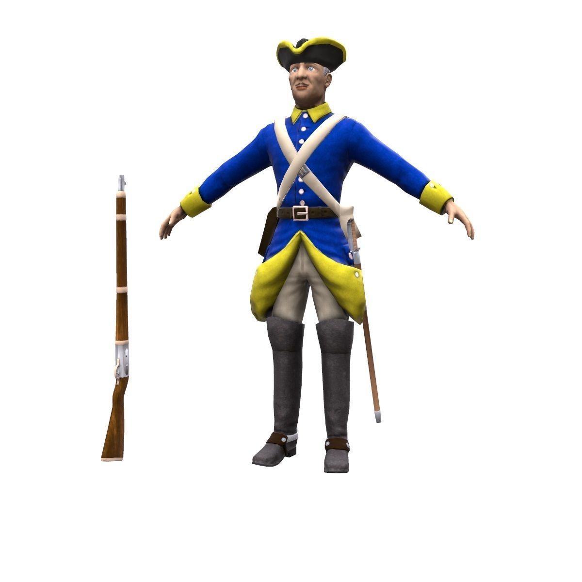 Swedish dragoon Low-poly 3D model_8