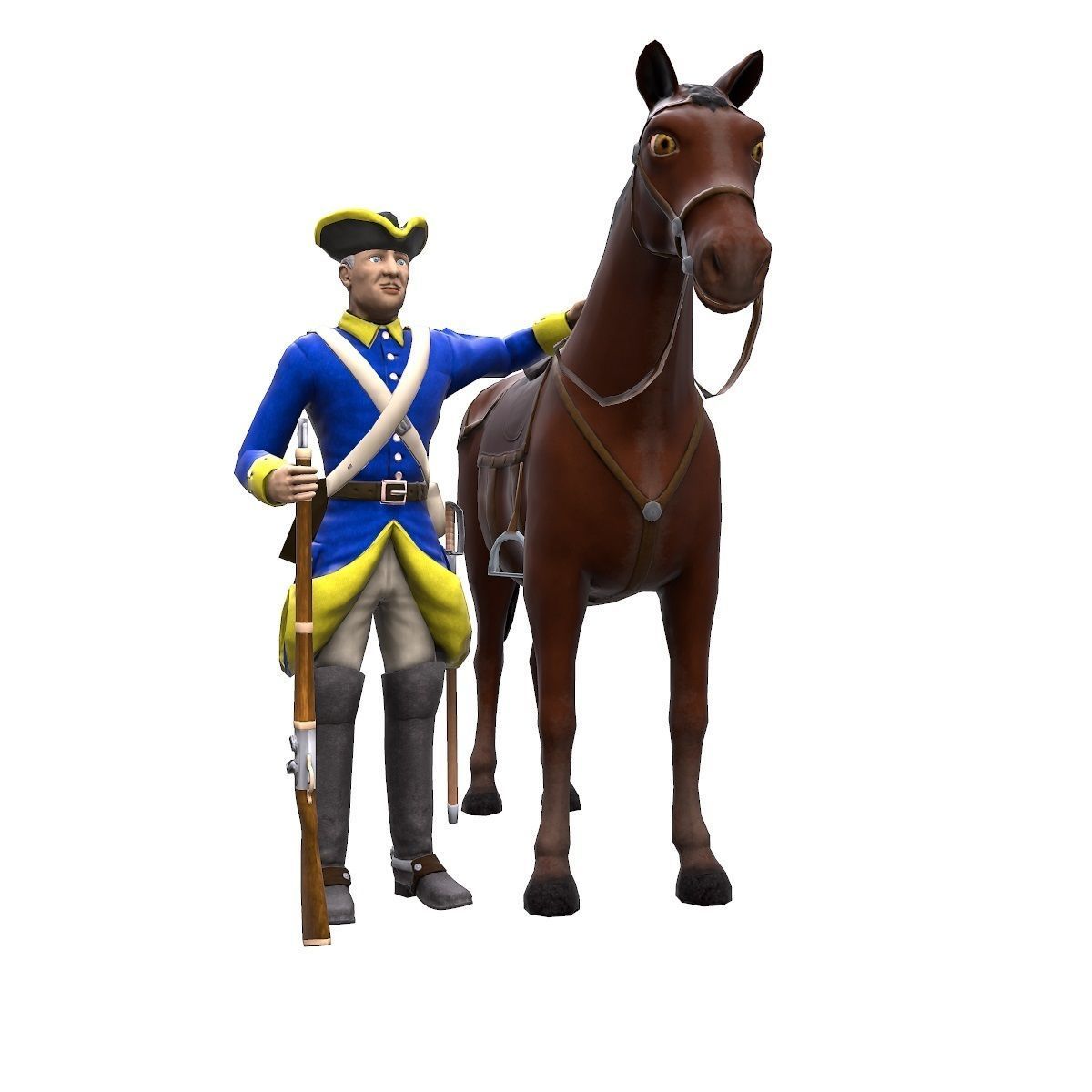 Swedish dragoon Low-poly 3D model_35