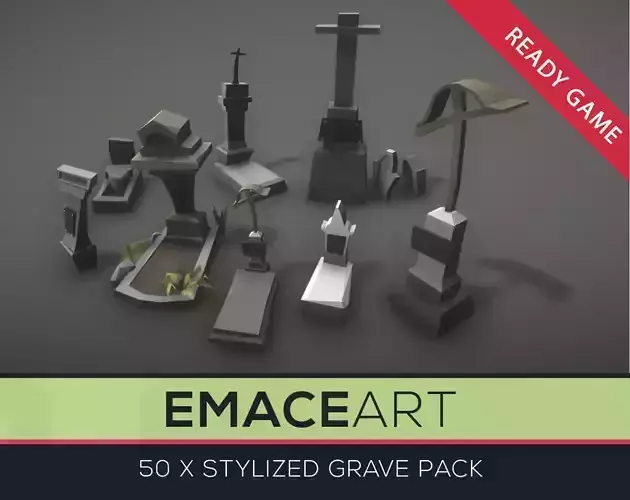Low Poly Grave Kit with LODs