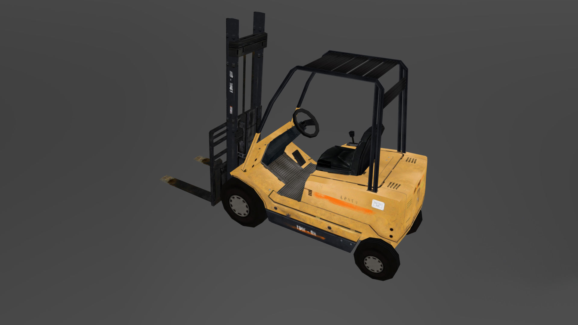 Forklift Low-poly 3D model_2
