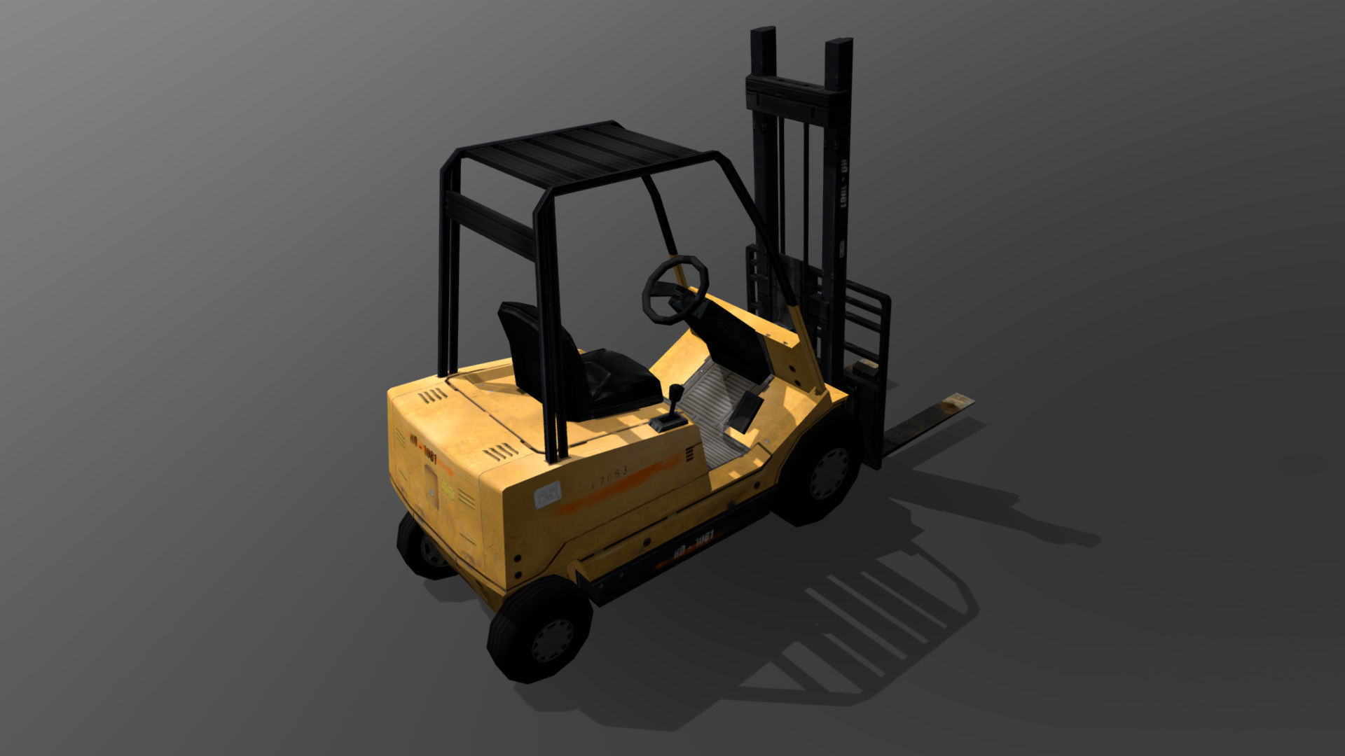 Forklift Low-poly 3D model_1
