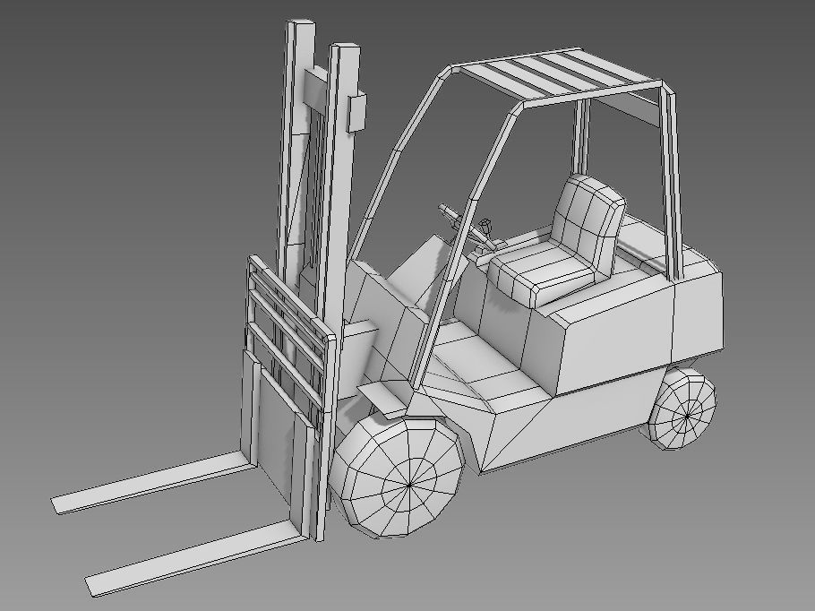 Forklift Low-poly 3D model_4