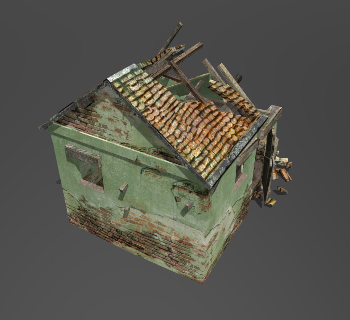 Old hut Low-poly 3D model_2