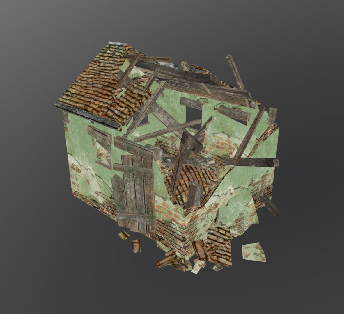 Old hut Low-poly 3D model_3
