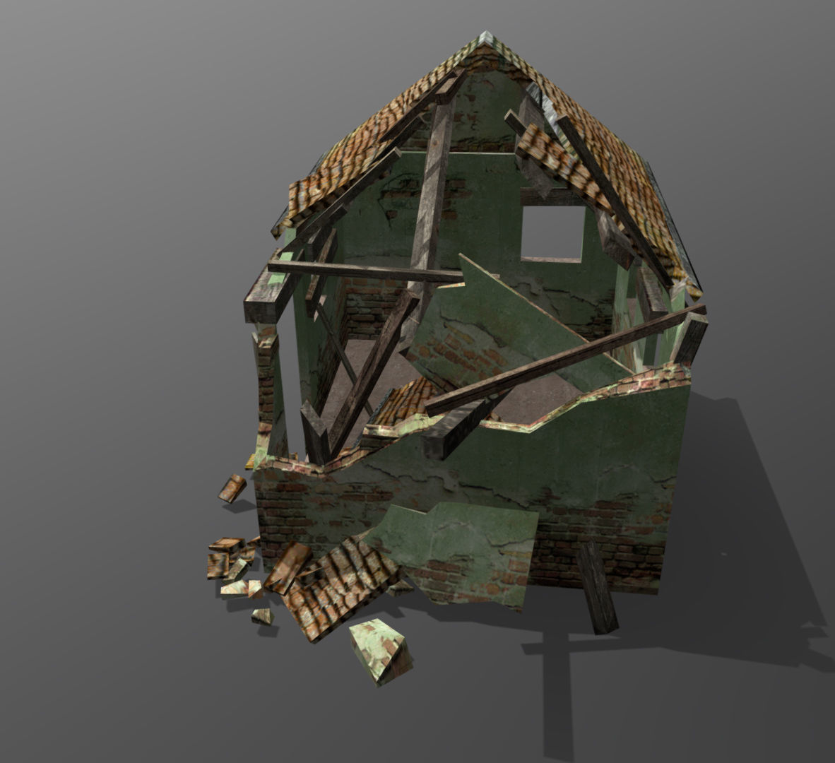 Old hut Low-poly 3D model_1