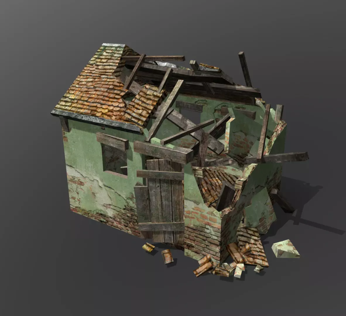 Old hut Low-poly 3D model_0