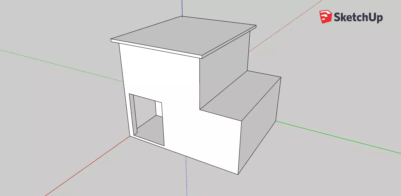 simple modern house base shape 3D model_0