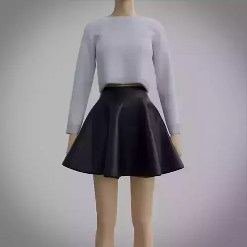 skater outfit - sweater and skirt 3D model