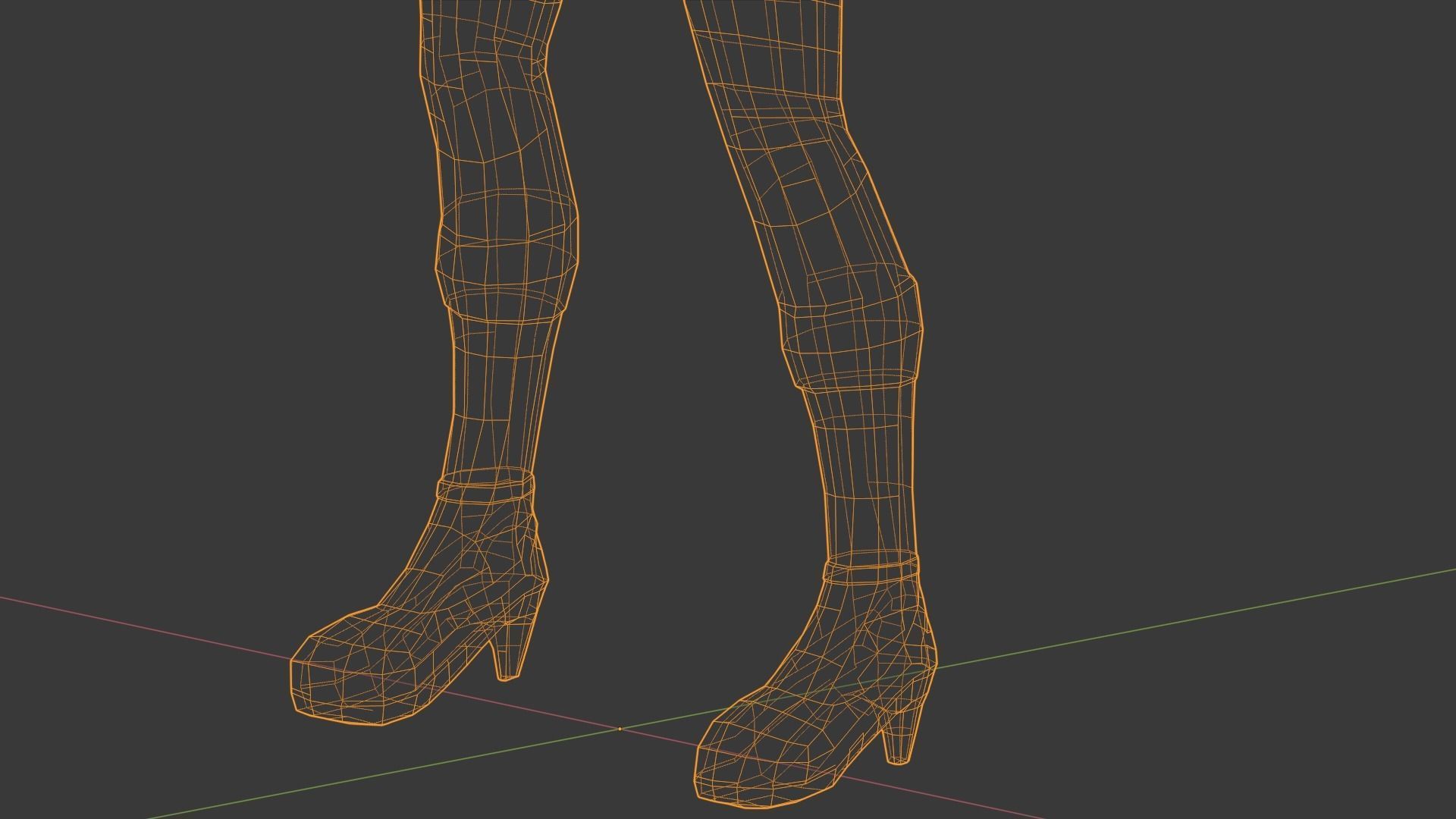 Vintage Fifties Style Girl Low-poly 3D model_107