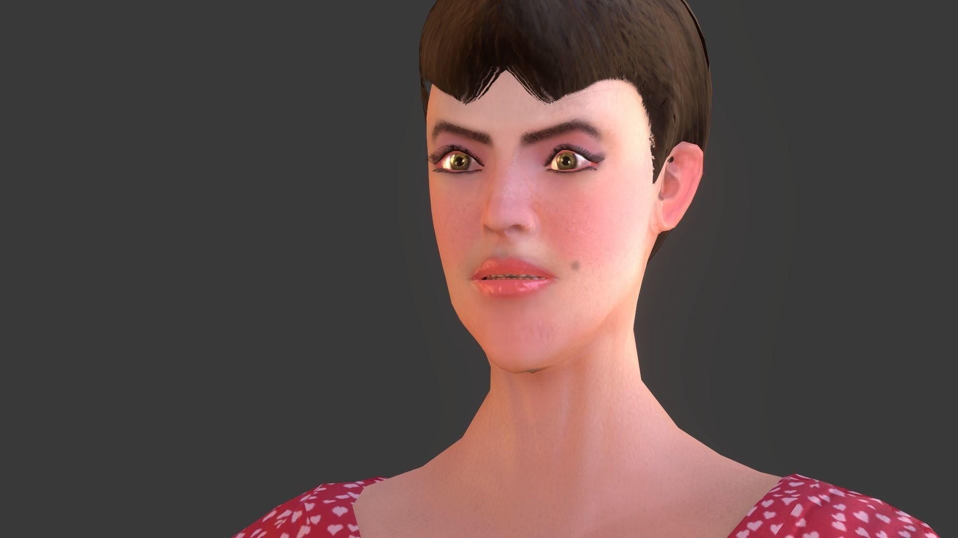 Vintage Fifties Style Girl Low-poly 3D model_45