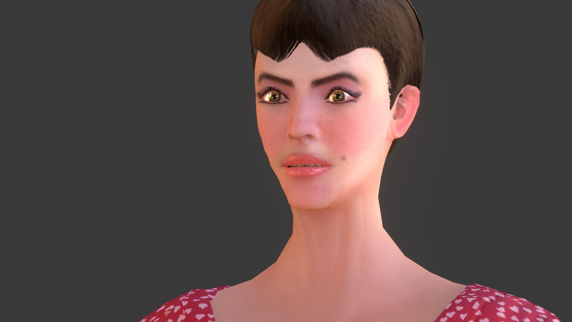 Vintage Fifties Style Girl Low-poly 3D model_43