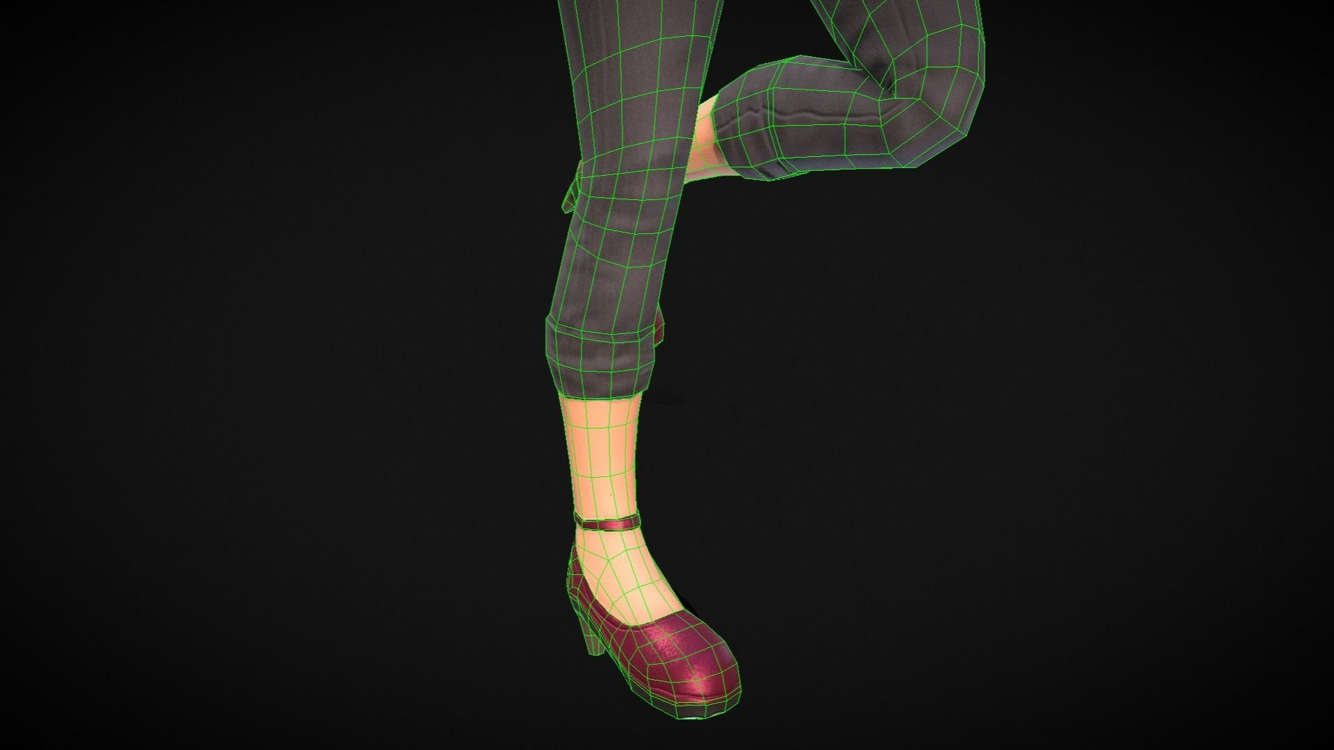 Vintage Fifties Style Girl Low-poly 3D model_96