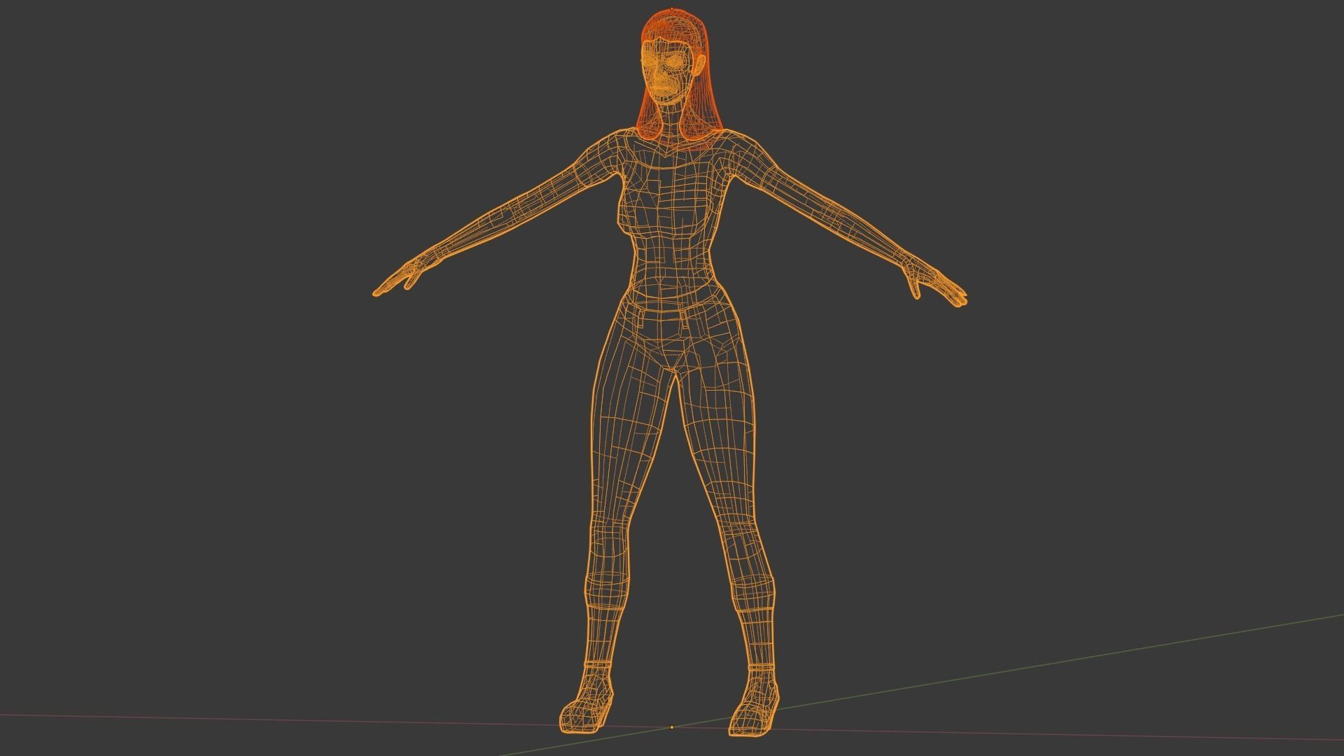 Vintage Fifties Style Girl Low-poly 3D model_102