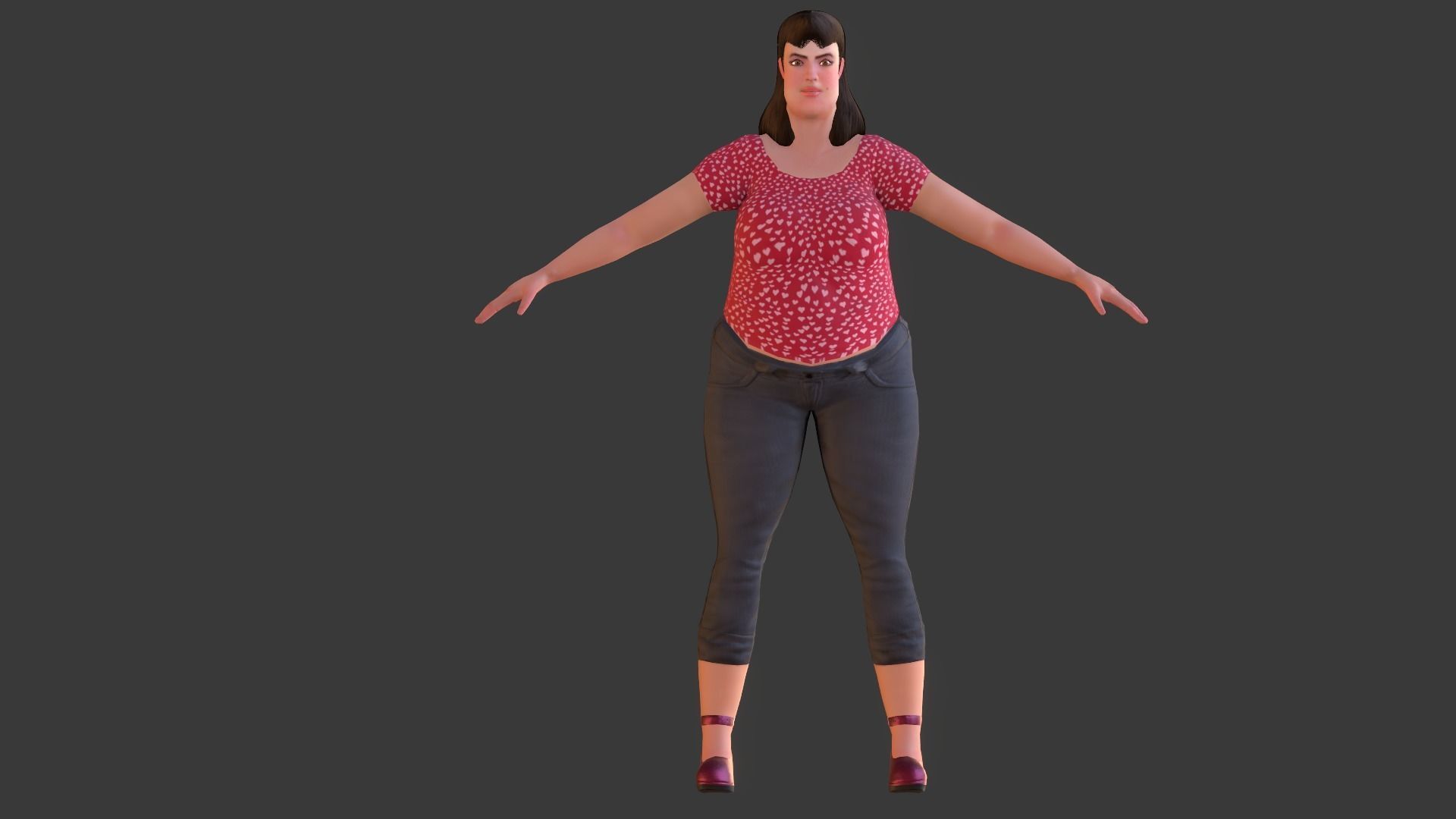 Vintage Fifties Style Girl Low-poly 3D model_20