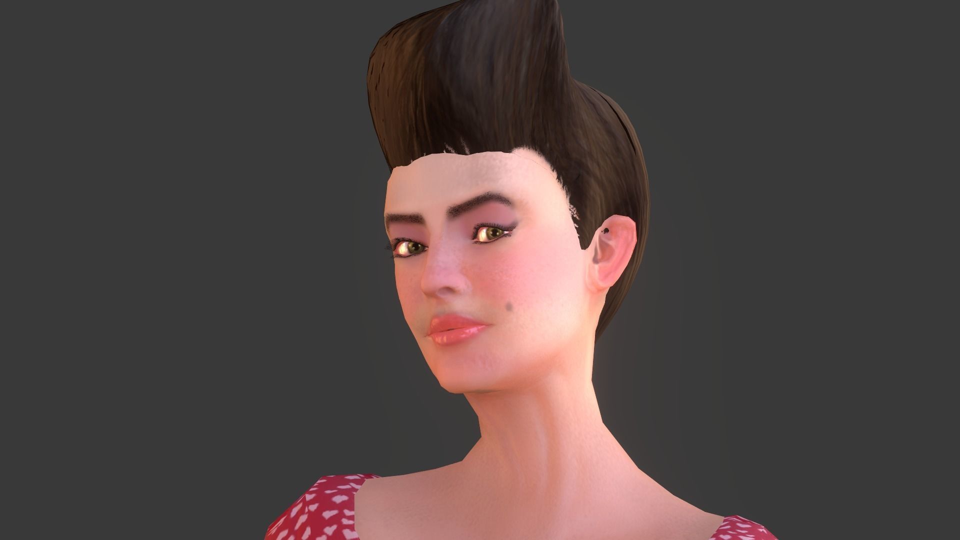 Vintage Fifties Style Girl Low-poly 3D model_3