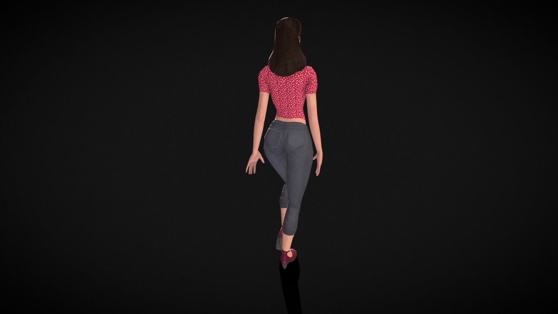 Vintage Fifties Style Girl Low-poly 3D model_92