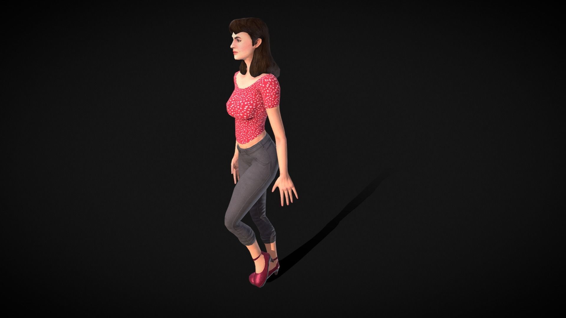 Vintage Fifties Style Girl Low-poly 3D model_90