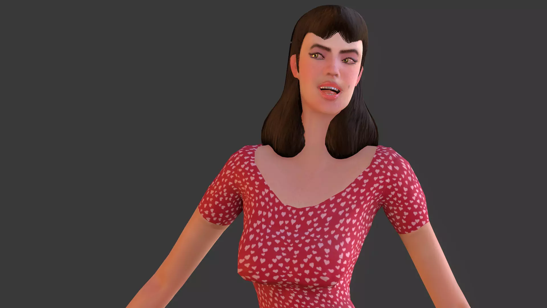 Vintage Fifties Style Girl Low-poly 3D model_0