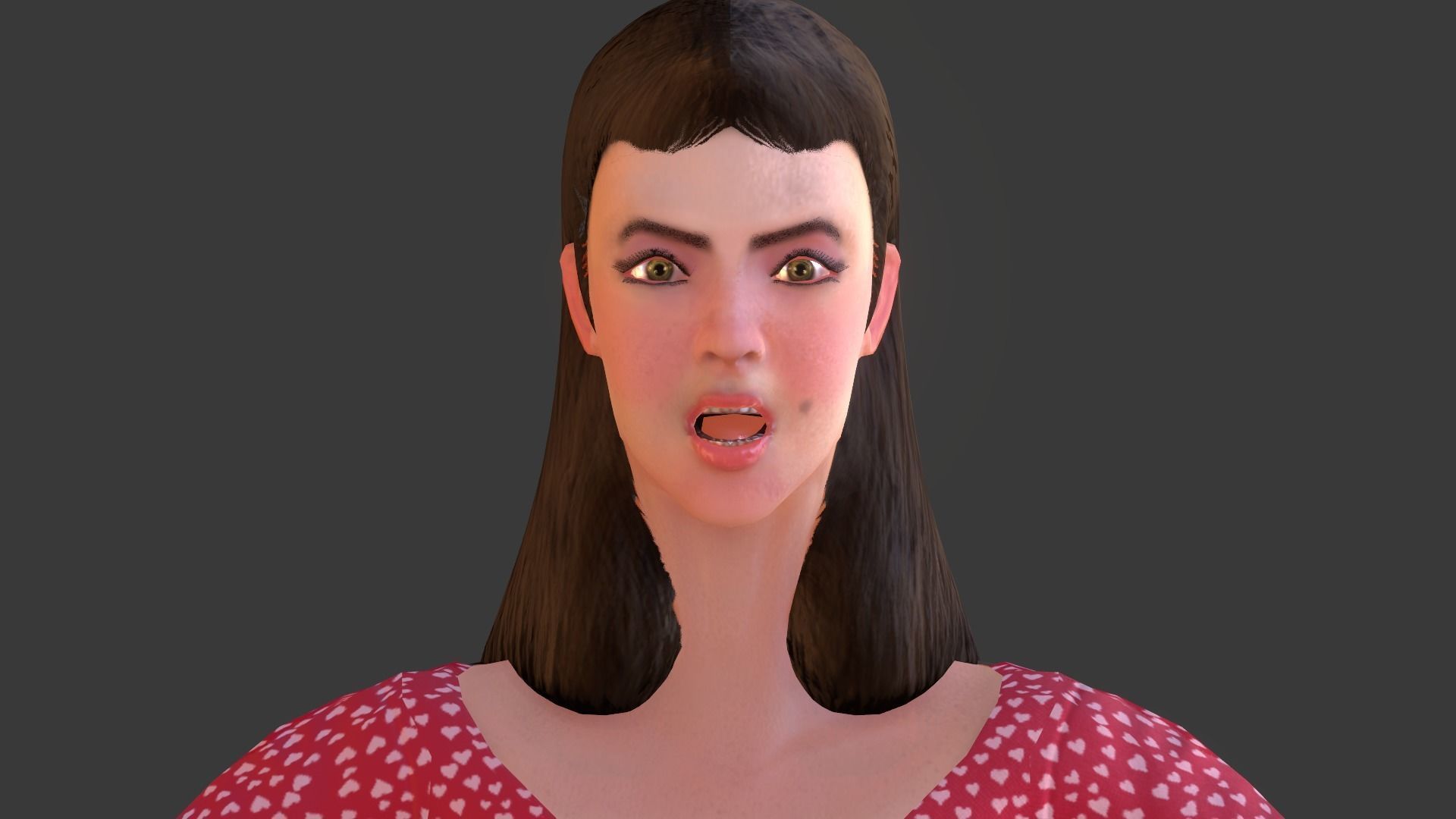 Vintage Fifties Style Girl Low-poly 3D model_79