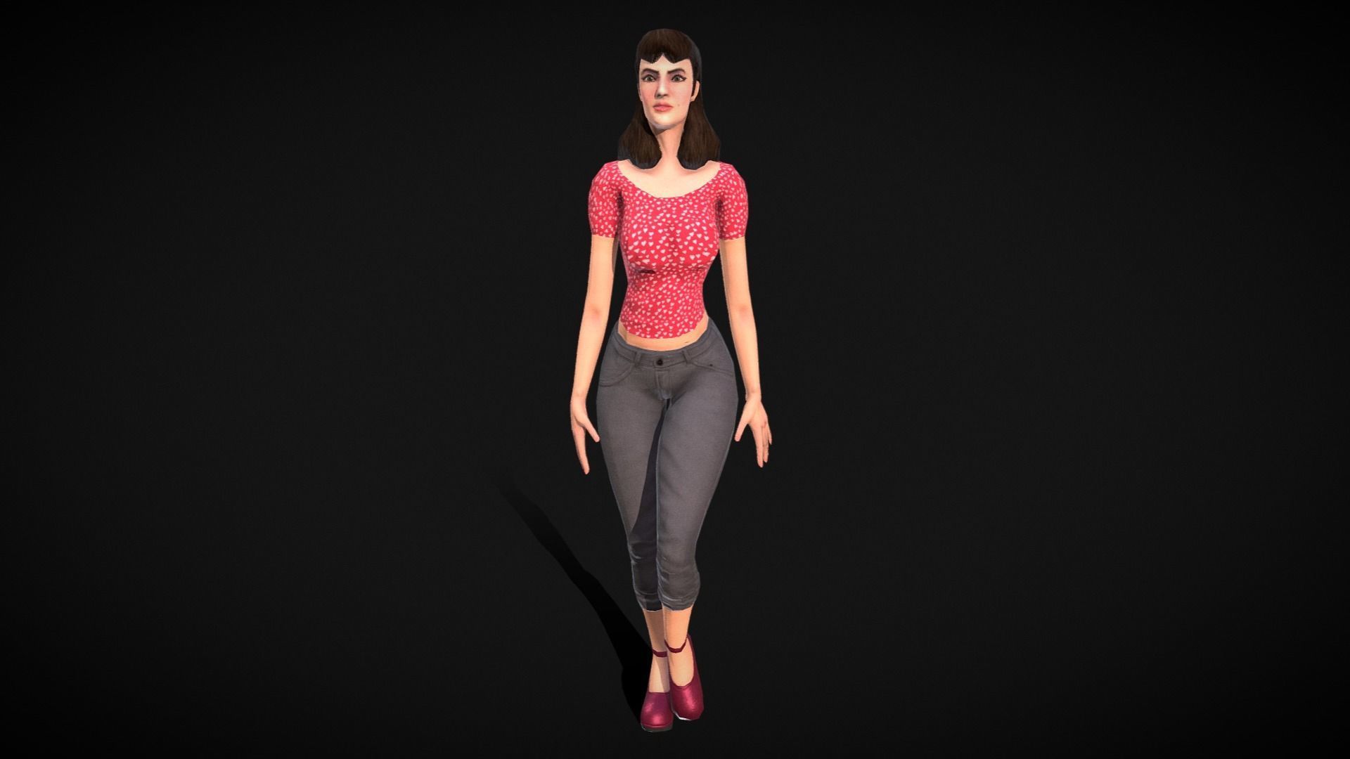 Vintage Fifties Style Girl Low-poly 3D model_89