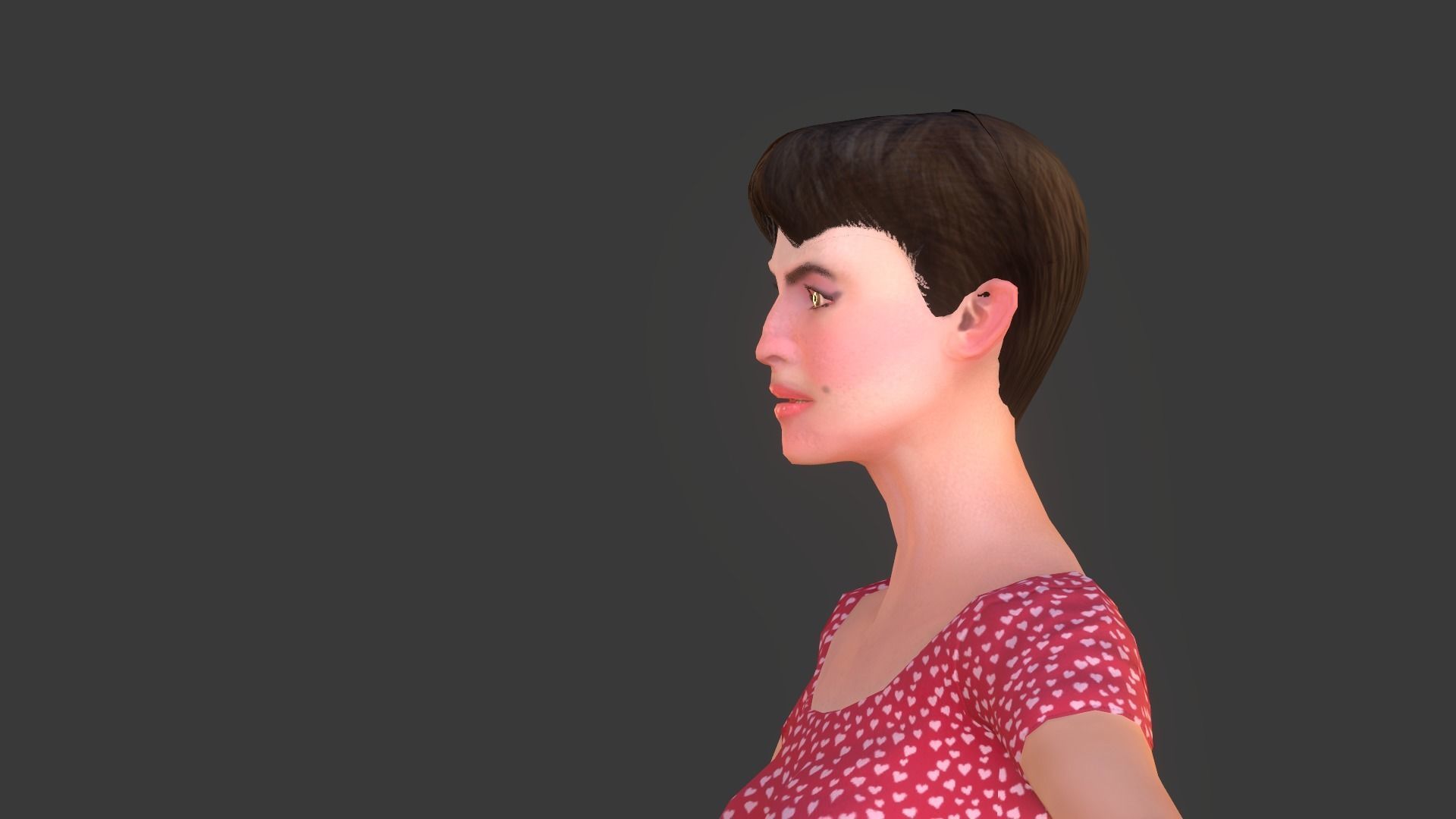 Vintage Fifties Style Girl Low-poly 3D model_35