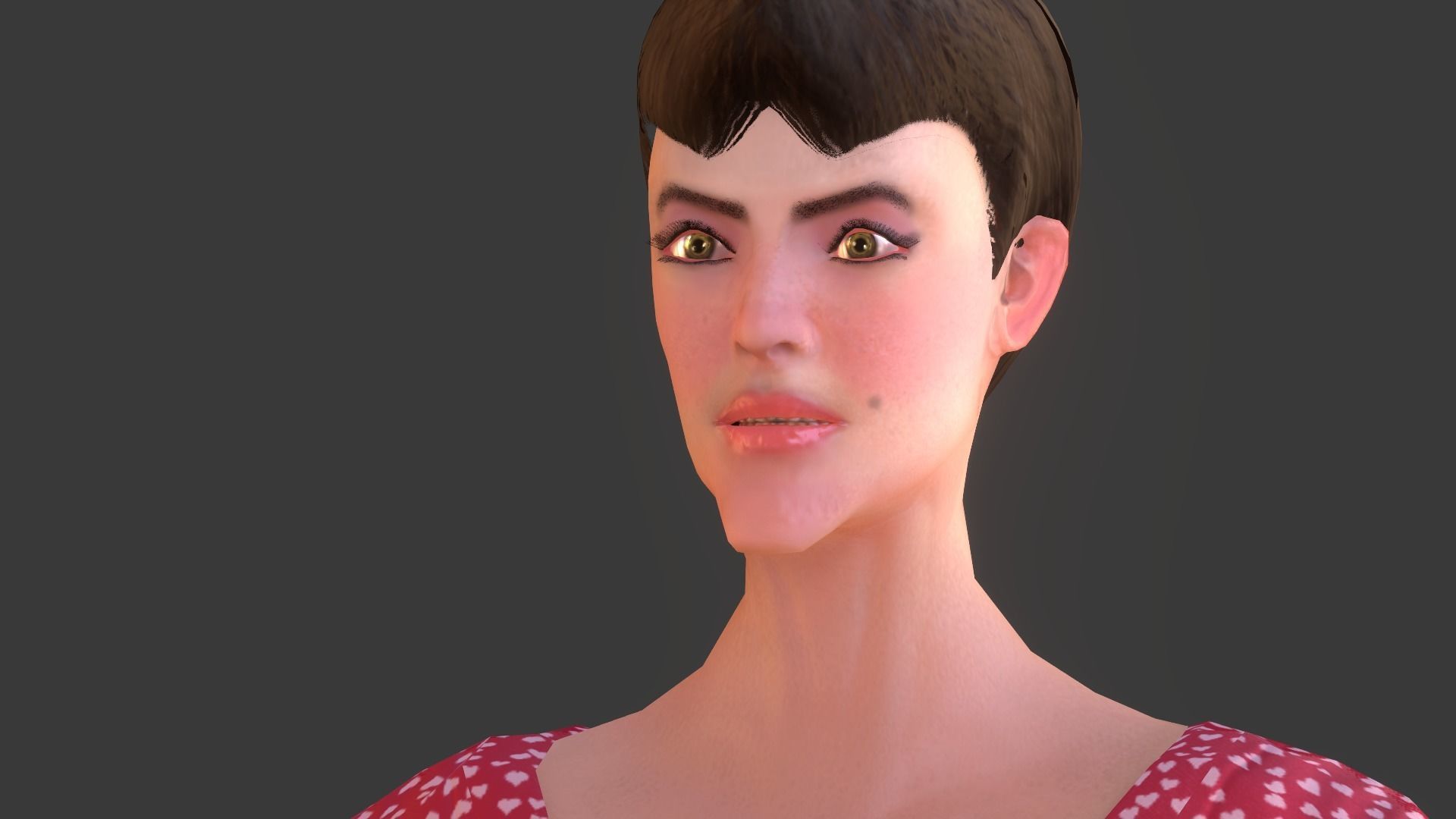 Vintage Fifties Style Girl Low-poly 3D model_47