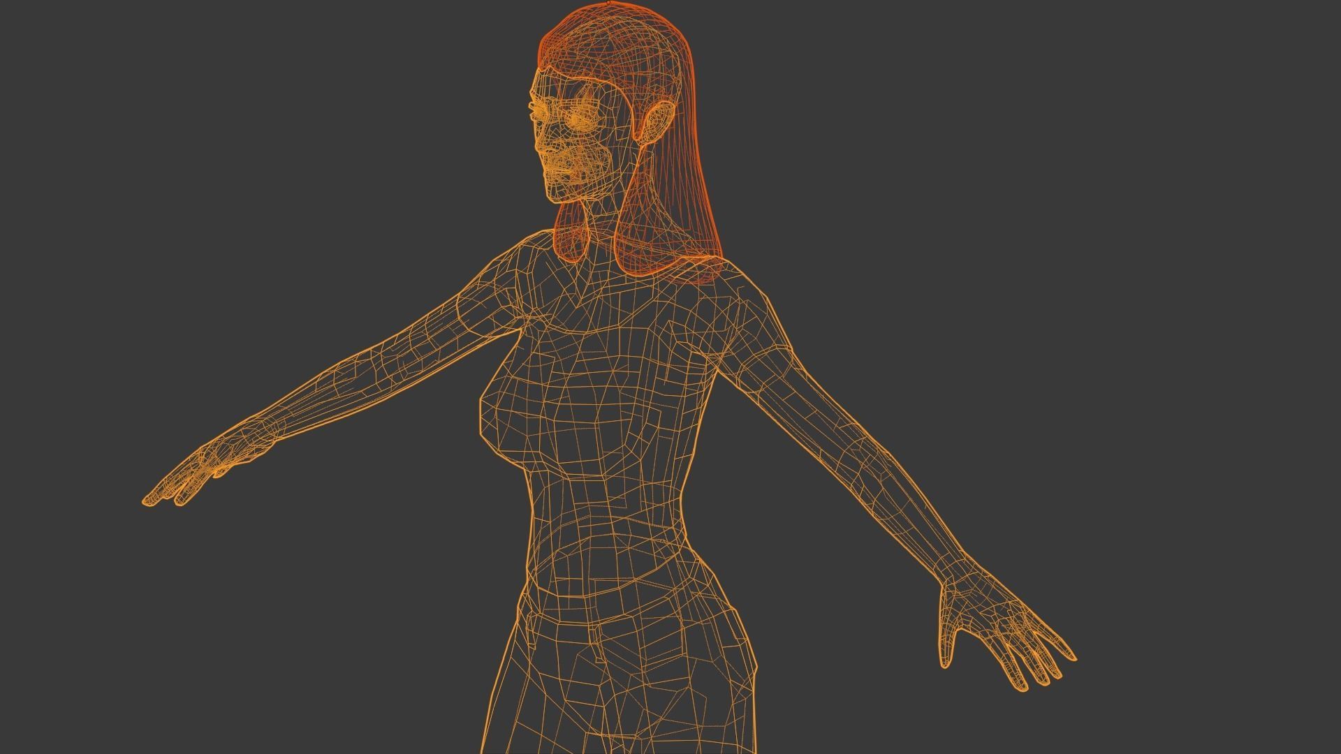 Vintage Fifties Style Girl Low-poly 3D model_109