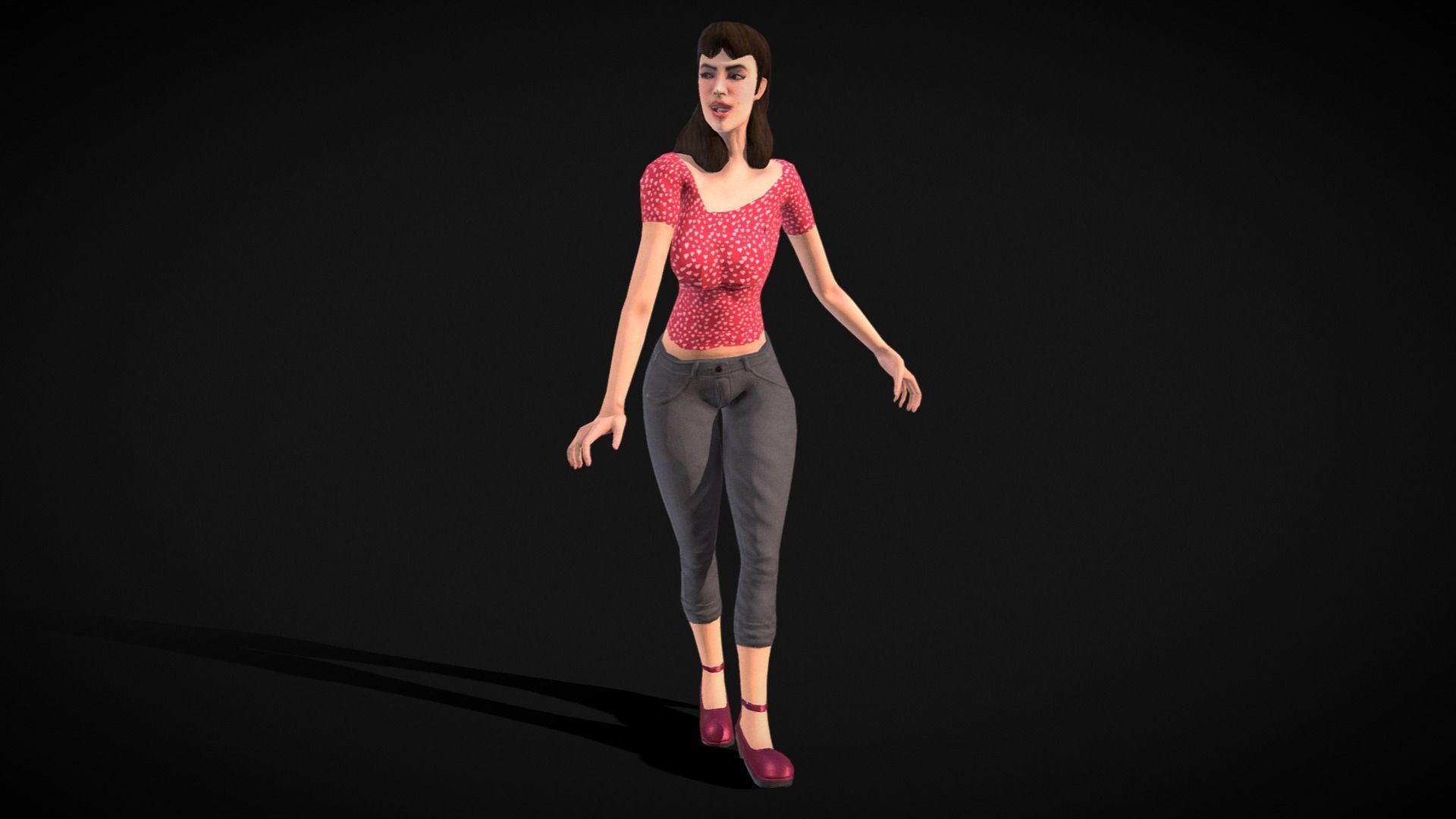 Vintage Fifties Style Girl Low-poly 3D model_85